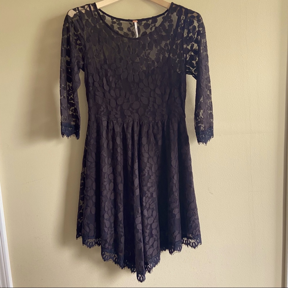Free People Black Lace Mini Dress